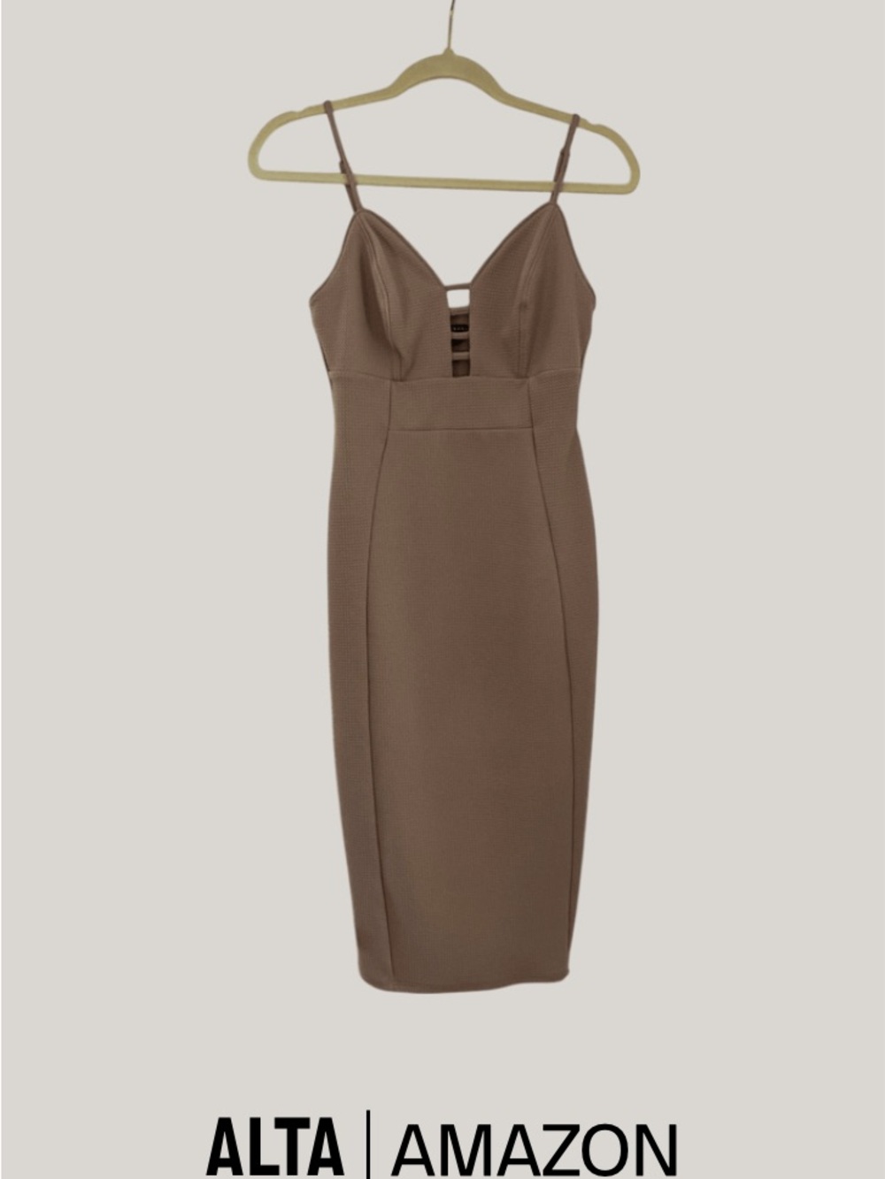 Amazon Brown Strappy V-Neck Midi Dress